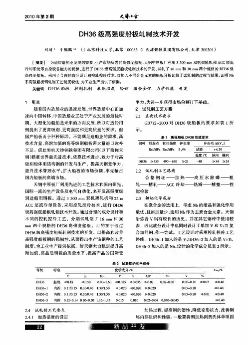 DH36级高强度船板轧制技术开发