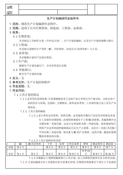 生产计划编排作业指导书(改)