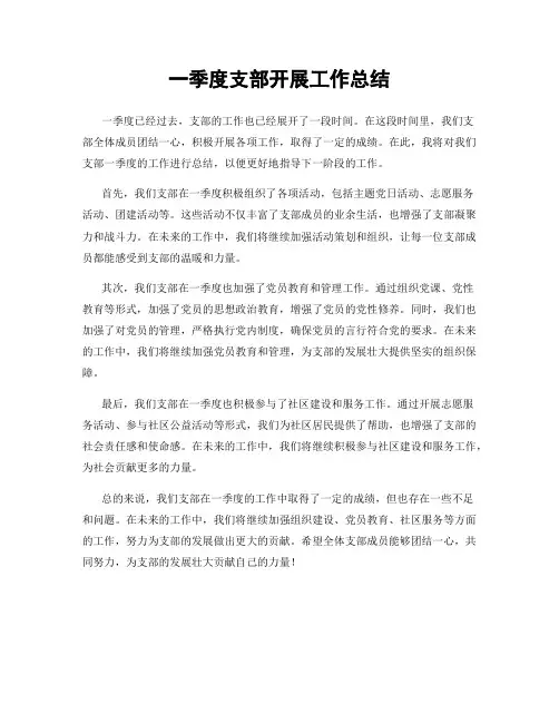 一季度支部开展工作总结