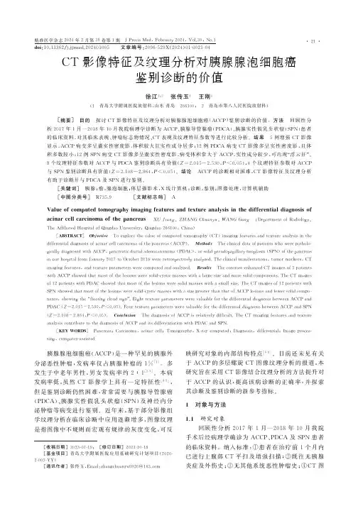 CT影像特征及纹理分析对胰腺腺泡细胞癌鉴别诊断的价值