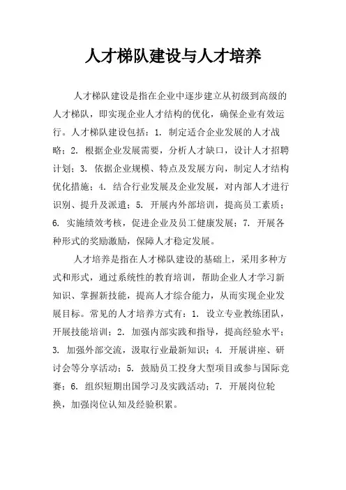 人才梯队建设与人才培养