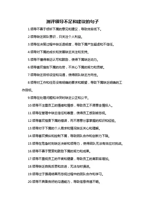 测评领导不足和建议的句子-解释说明