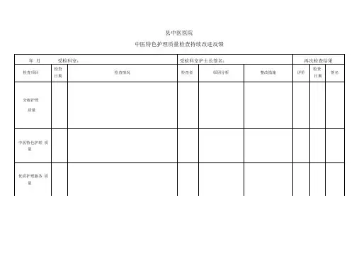 中医护理特色质量持续改进检查反馈记录表