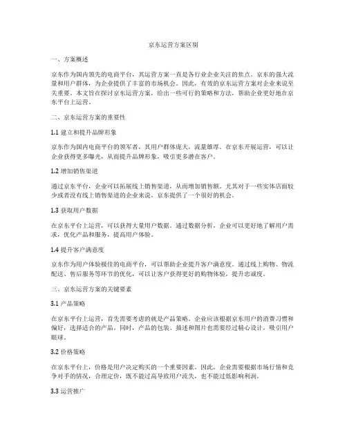 京东运营方案区别