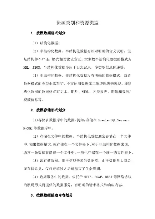 资源类别和资源类型