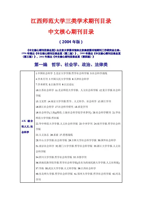 三类学术期刊目录