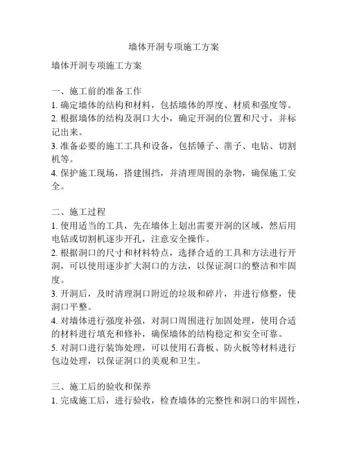 墙体开洞专项施工方案
