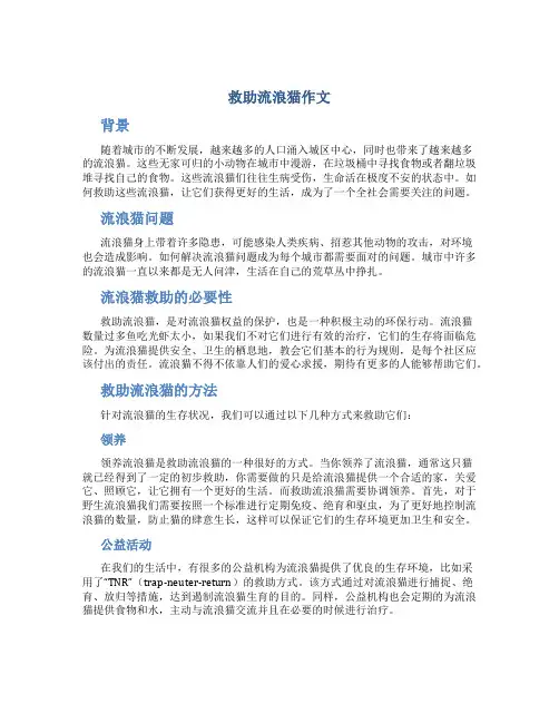 救助流浪猫作文(优秀3)