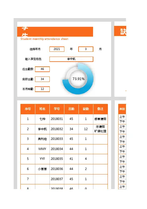 学生考勤表-学生签到表