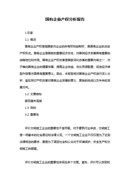 国有企业产权分析报告