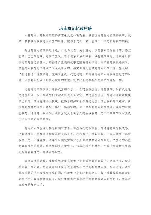 老南京记忆读后感