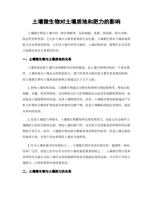 土壤微生物对土壤质地和肥力的影响