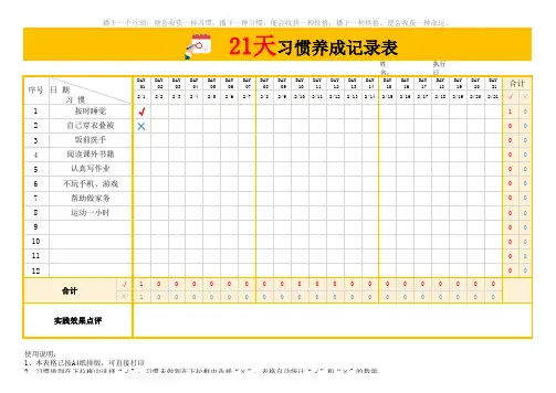 21天习惯养成记录表