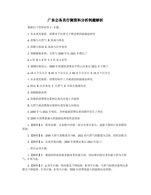 广东公务员行测资料分析例题解析