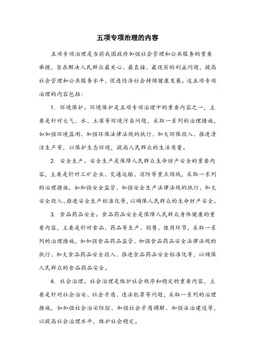 五项专项治理的内容