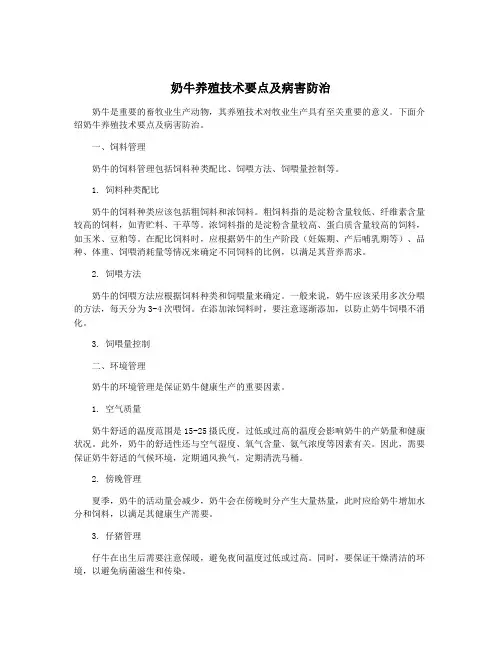 奶牛养殖技术要点及病害防治