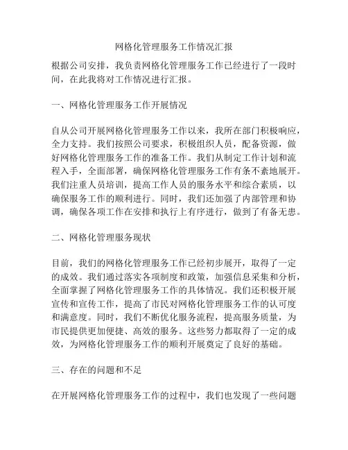 网格化管理服务工作情况汇报
