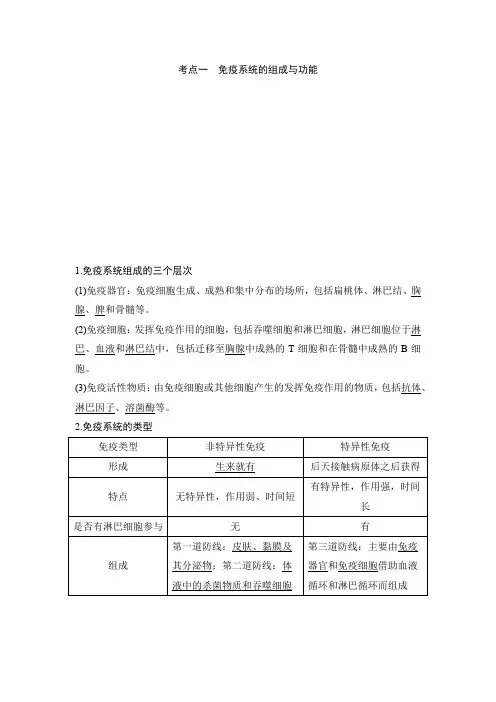 考点一免疫系统的组成与功能