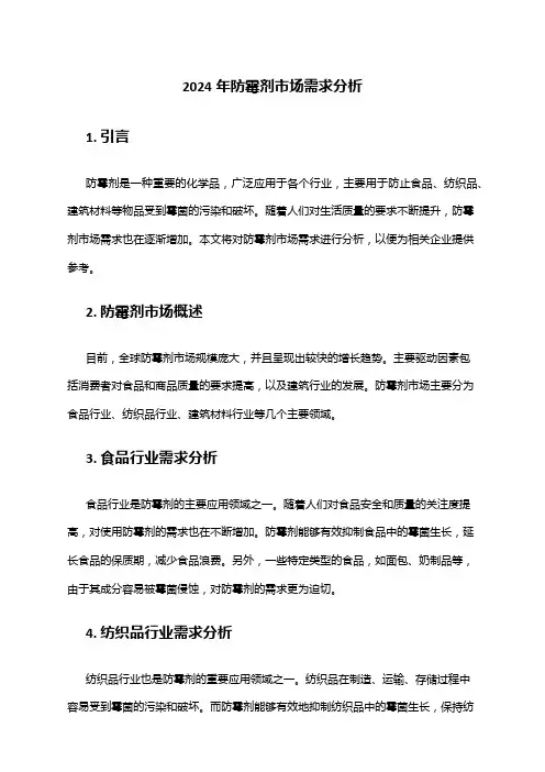 2024年防霉剂市场需求分析