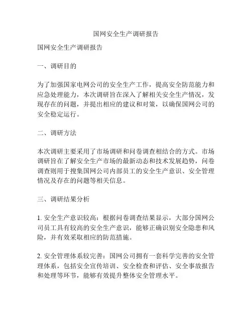 国网安全生产调研报告