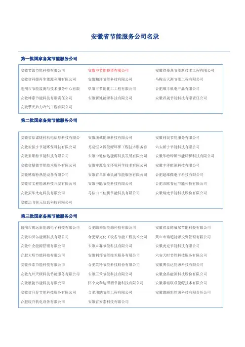 安徽省节能服务公司名录
