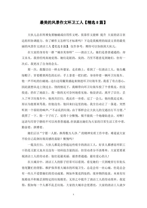 最美的风景作文环卫工人(8篇)
