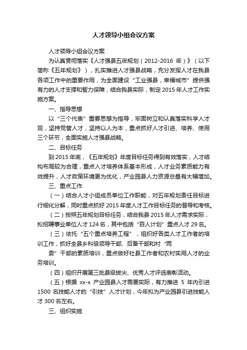 人才领导小组会议方案