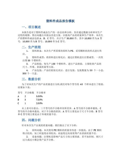 塑料件成品报告模板