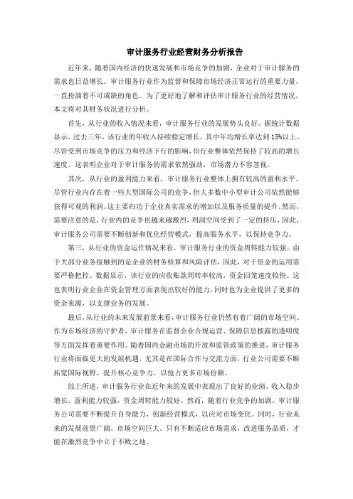 审计服务行业经营财务分析报告