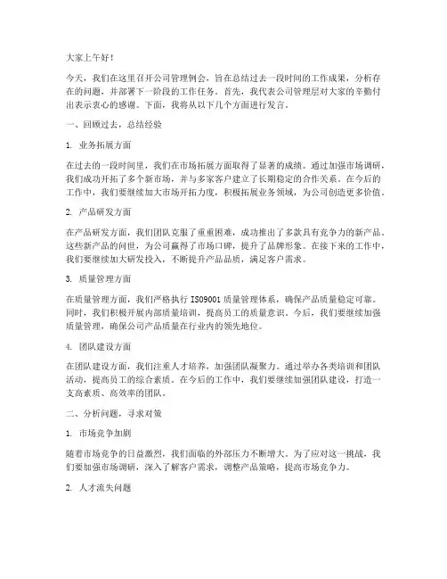 公司管理_例会发言稿