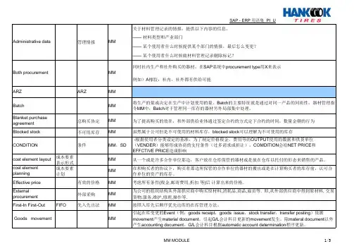 SAP各模块常用术语