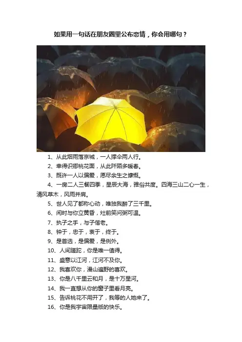 如果用一句话在朋友圈里公布恋情，你会用哪句？