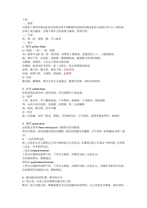 局解总结—上肢