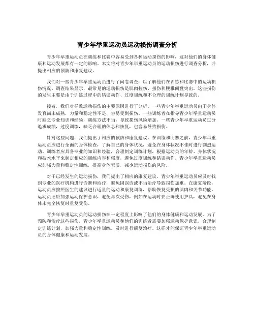 青少年举重运动员运动损伤调查分析