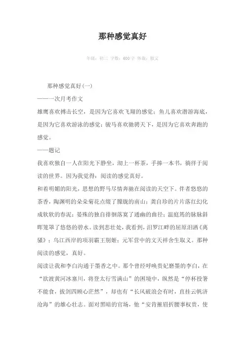那种感觉真好600字作文