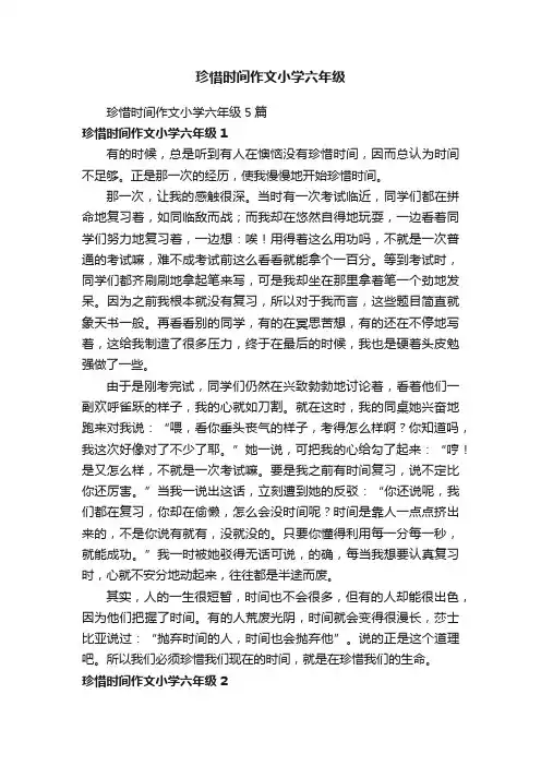 珍惜时间作文小学六年级5篇