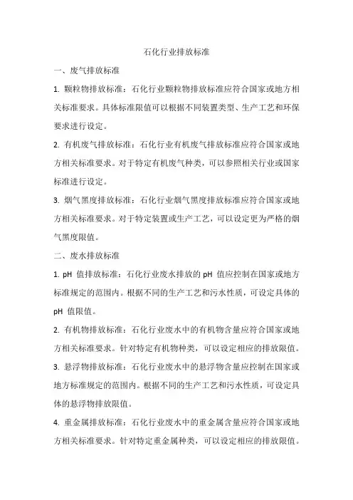 石化行业排放标准