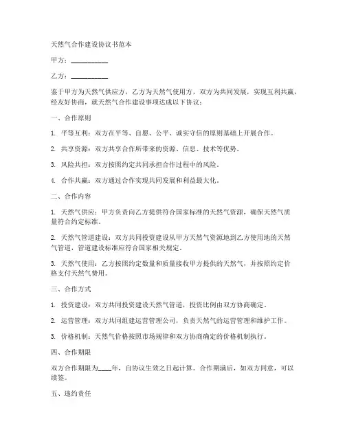 天然气合作建设协议书范本