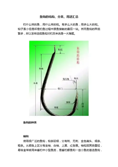 鱼钩的结构、分类、用途汇总