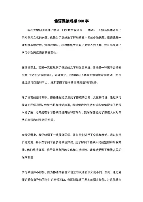 傣语课读后感500字