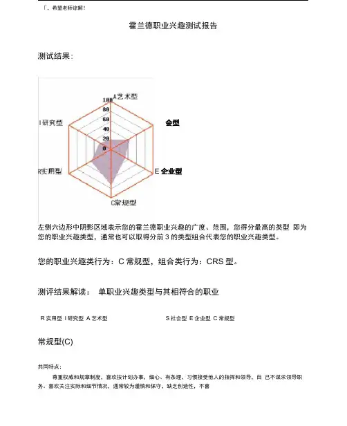 霍兰德职业兴趣测试报告
