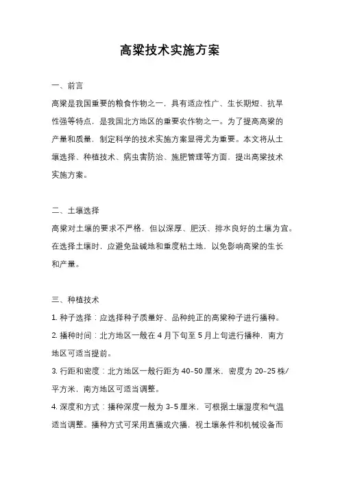 高粱技术实施方案