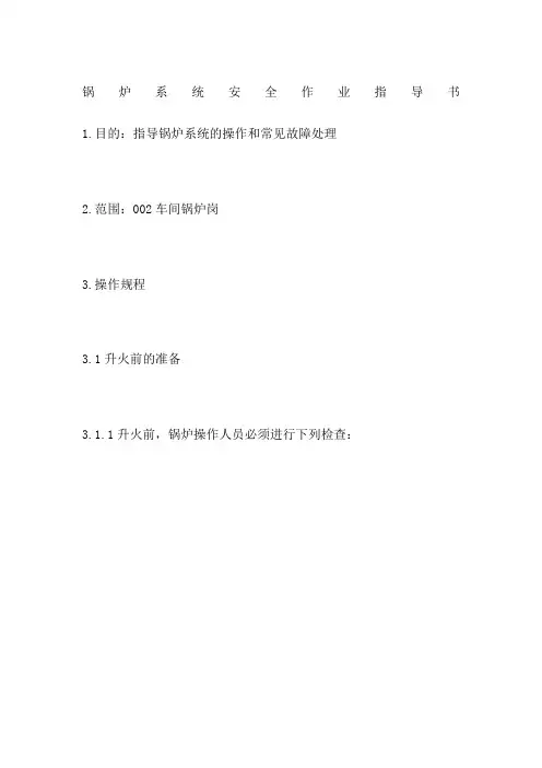 锅炉系统安全作业指导书