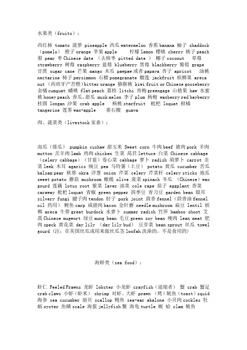 日常生活中会经常用到的英语名词