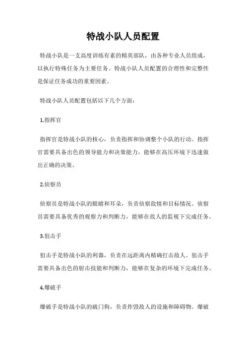 特战小队人员配置