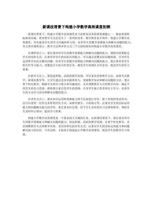 新课改背景下构建小学数学高效课堂初探