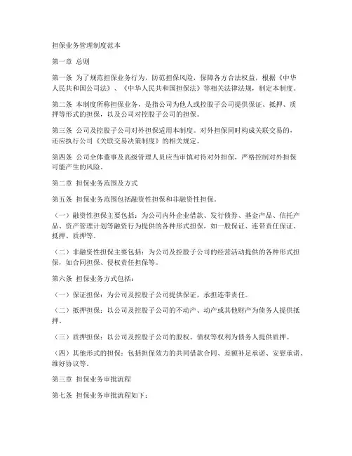 担保各项业务管理制度范本