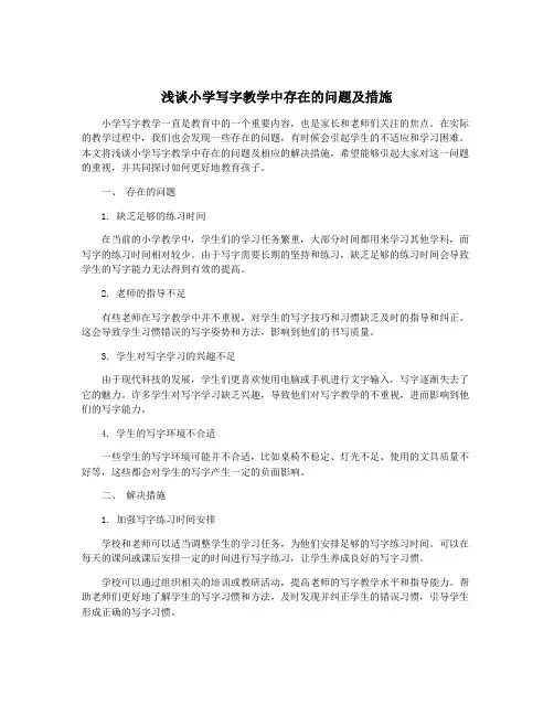 浅谈小学写字教学中存在的问题及措施