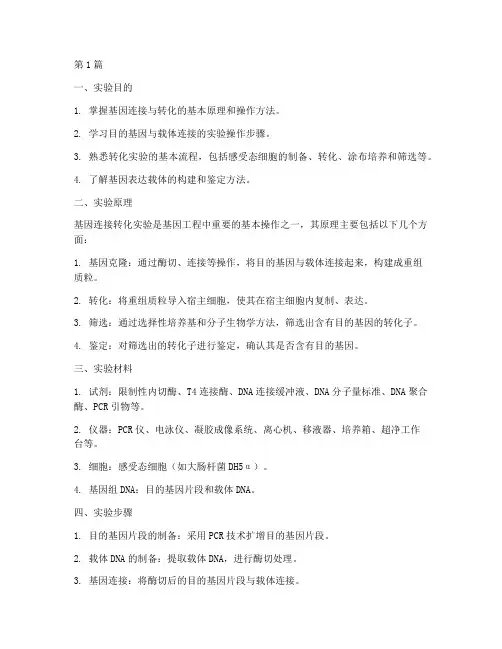 基因连接转化实验报告(3篇)