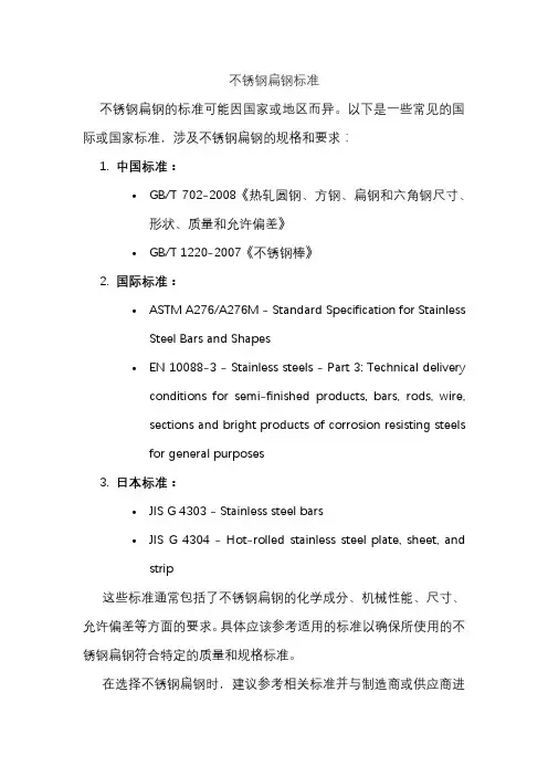 不锈钢扁钢标准